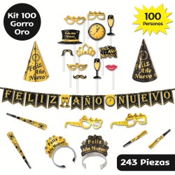 Kit para 100 personas con GORROS - Dorado